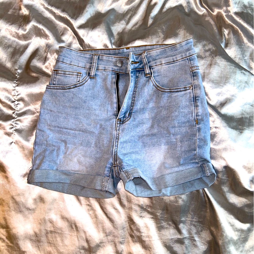 Light blue jean shorts